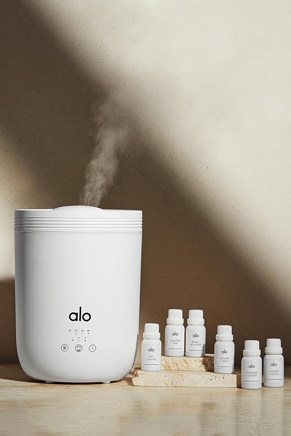 Alo Aura Diffuser + Full Oil Set | Essential Oil Diffuser & Cool Mist Humidifier | Quiet Operation | Covers 700 Sq. Ft | Up to 22 Hrs Runtime | for Home, Workout Studios, Classrooms |