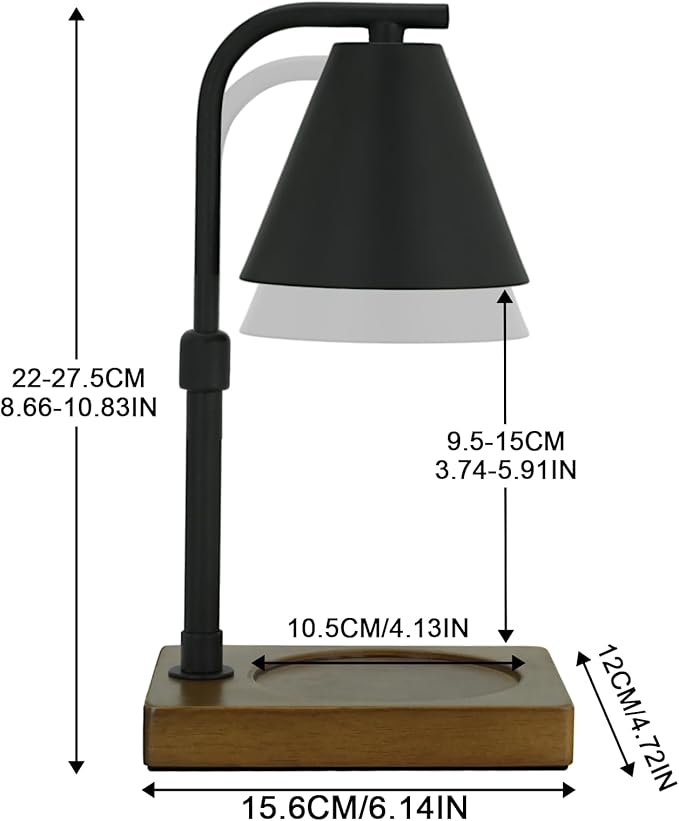 SOKCVSEA Candle Warmer Lamp - Birthday Gifts for Women Candle Lamp Warmer with Timer Height Adjustable, House Warming Gifts New Home Decor, Wax Melt Candle Warmer with 2 Bulbs 1-Black