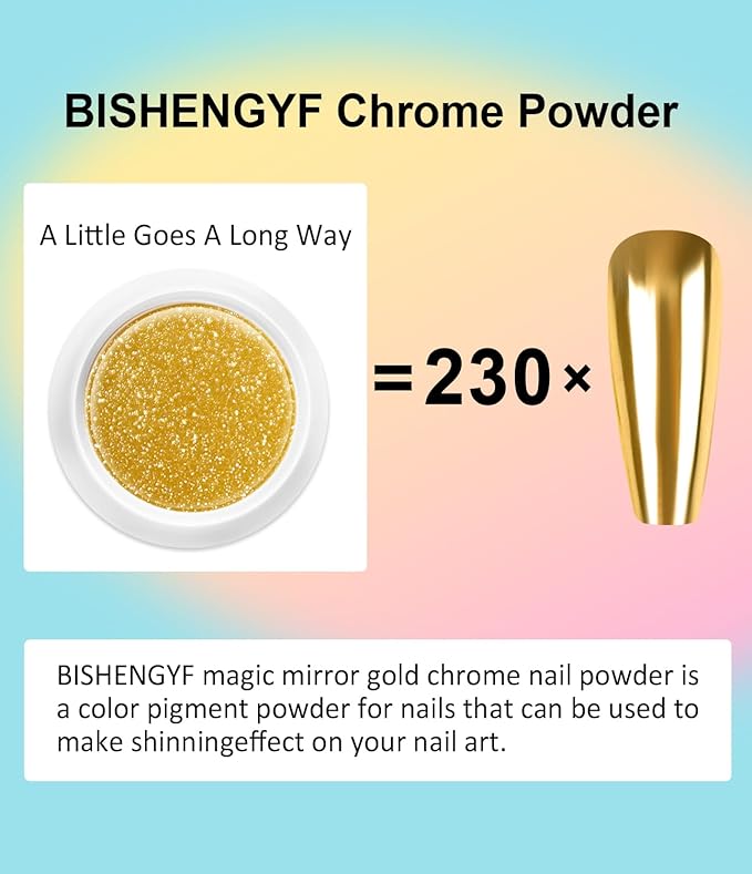 Gold Chrome Nail Powder BISHENGYF -【Metallic Mirror Effect】Pearl Chrome Nail Powder White Aurora Mermaid Iridescent Silver Nail Chrome Powder Metallic Mirror Glitter Pigment Dust For Nail Art DIY