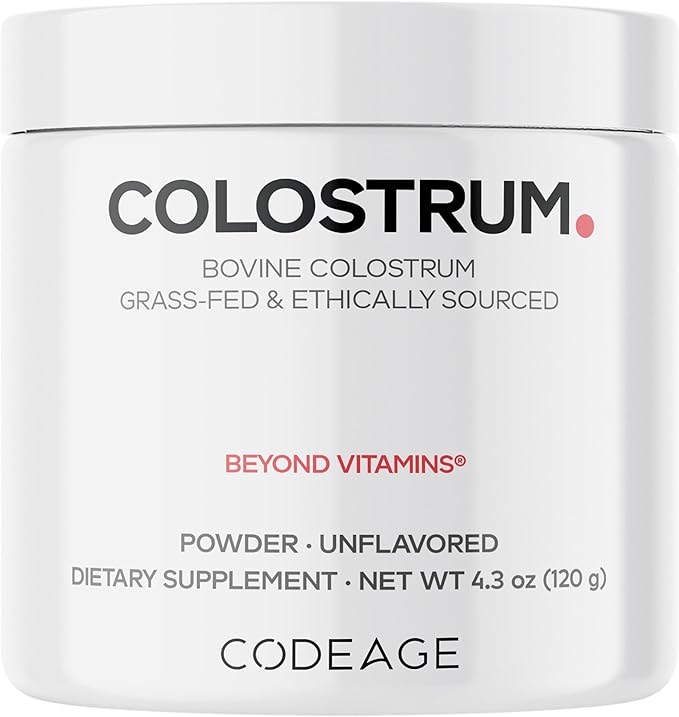 Codeage Bovine Colostrum Powder Supplement 4-Month Supply, 1000mg per Serving, Grass-Fed Ethically Sourced, Immunoglobulin-Rich Prized First Milk, Cold-Chain Pasteurized, Agglomerated, Non-GMO, 4.3 OZ