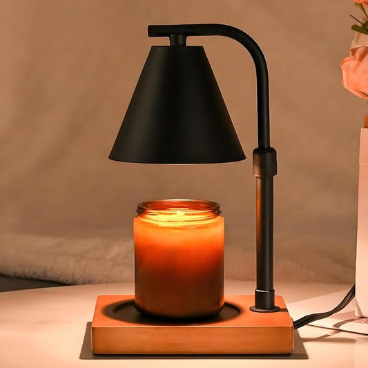 SOKCVSEA Candle Warmer Lamp - Birthday Gifts for Women Candle Lamp Warmer with Timer Height Adjustable, House Warming Gifts New Home Decor, Wax Melt Candle Warmer with 2 Bulbs 1-Black