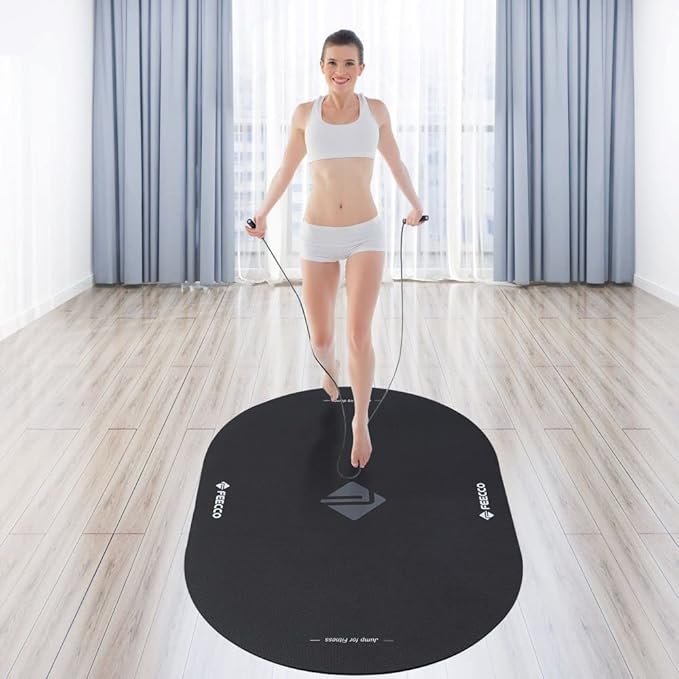 FEECCO Jump Rope Mat, Large Size Non-Slip Jump Rope Pad for Indoor Floor and Outdoor Concrete, 7mm Thick High-Density Material Customized for Jump Roping