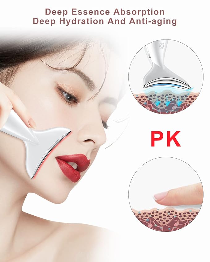 Face and Neck Massger for Skin Care Electric Face Neck Lifting Massager with 45℃ Heat & 3 Massage Modes for Wrinkles Facial Neck Massager (WHITE)