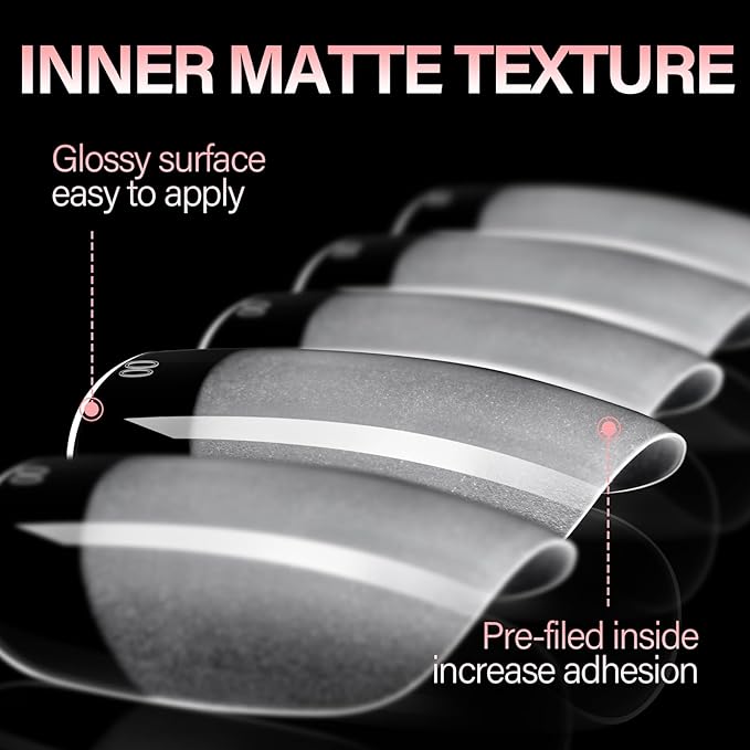 AILLSA Short Square Nail Tips, Fake Thickened Half Matte Nails Tips, Pre-shaped Press on False Nail Tip for Nail Salon 240PCS 15 Sizes with Storage Box