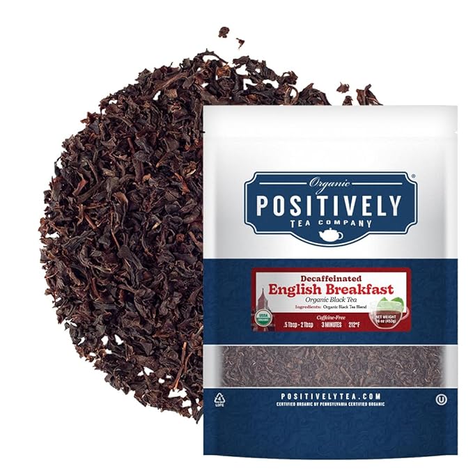 Organic Positively Tea Company, Decaf English Breakfast Black Tea, Loose Leaf, 16 Ounce