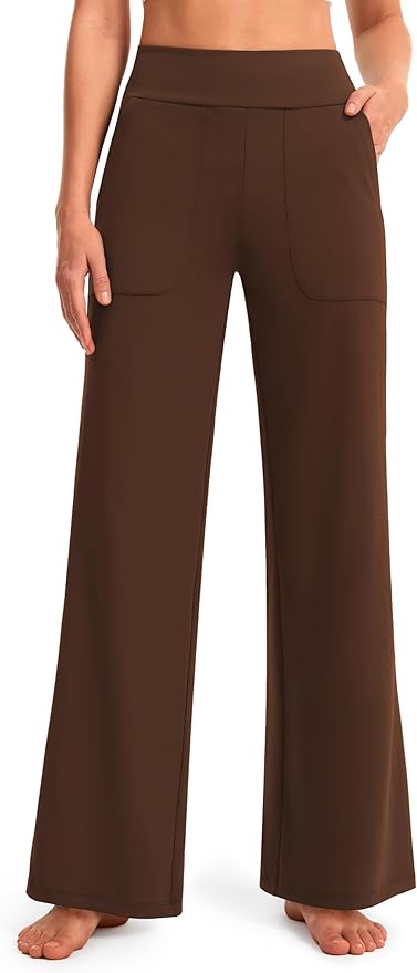 AFITNE Womens Wide Leg Yoga Pants with Pockets High Waist Stretch Dress Casual Pants Loose Lounge Sweatpants 28"/30"/32"