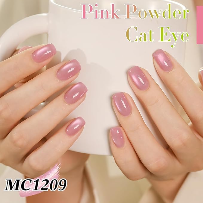 Double Rhythm 0.5 OZ Cat Eye Gel Polish with Magnet 15ML Holographic Glitter Shimmer Translucent Jelly Color Magnetic Nail Polish Salon DIY at Home (Light Purple-MC1209)