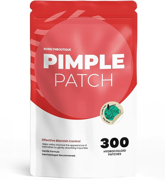 ROSELYNBOUTIQUE Pimple Patches for Face 300 Counts 4 Sizes Hydrocolloid Acne Patches with Tea Tree Oil,Salicylic/A, Zits Blemishes Pore Strips - Vegan Facial Skin Care Products Cruelty-Free