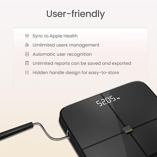 BodyPedia 8-Electrode Smart Scale for Body Weight, Digital Bathroom Weighing Scale Analyzes 43 Metrics (BMI/Muscle/Fat), Body Composition Monitor, Bluetooth Home User Health Equipment Sync Apps