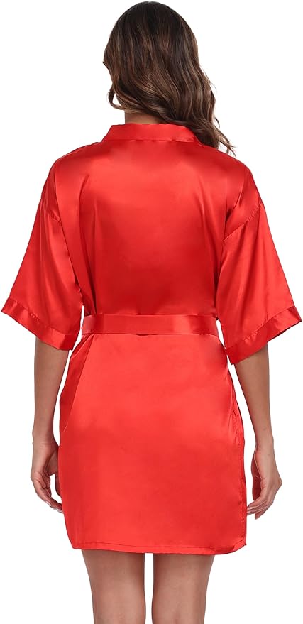 Women's Pure Short Silky Robes Bridesmaid Bride Party Satin Robes Sleepwear