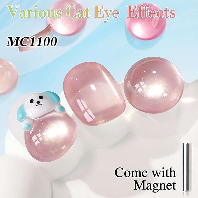 Double Rhythm Jelly Glass Cat Eye Gel Polish with Magnet 15ML Holographic Glitter Shimmer Translucent Sheer Color Magnetic Nail Polish Salon DIY at Home (Jelly Pale Purple-MC1100)
