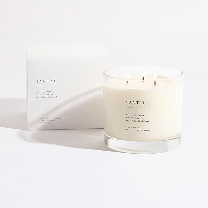 Brooklyn Candle Studio Santal XL 3 Wick Candle - Luxury Scented Candle, Vegan Soy Wax, Hand Poured in The USA, 100 Hour Slow Burn Time - 27oz