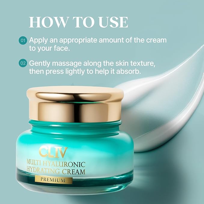 CLIV Multi Hyaluronic Hydrating Cream – Korean Skincare Moisturizer with 73% Hyaluronic Acid Solution & Botanical Extracts – Facial Cream for Deep Hydration & Balanced Skin – 1.69 fl oz (50ml)