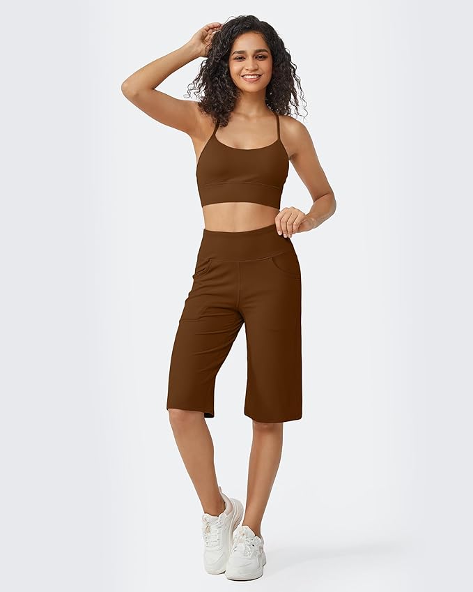 Promover Capri Pants for Women Wide Leg Yoga Cropped Pants with Pockets Loose Casual Summer Pants