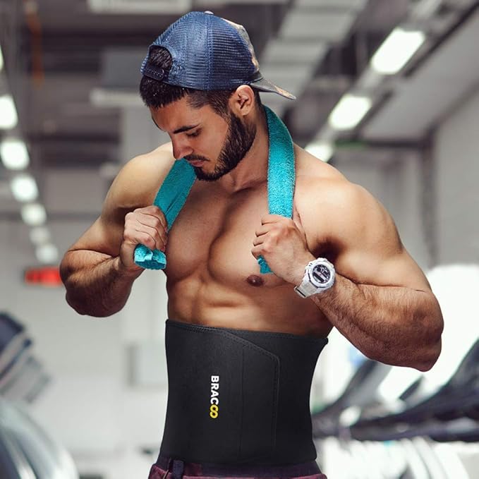 Bracoo Waist Trimmer Wrap,Sweat Sauna Slim Belly Belt for Men & Women-Abdominal Waist Trainer,Increased Core Stability, SE22