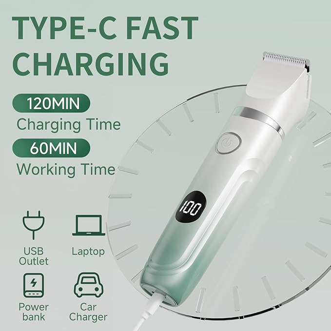 Bikini Trimmer for Women, 3-in-1 Electric Razors for Women, Waterproof Bikini Shaver Replaceable Facial, Body Trimmer for Pubic Hair, Painless Razor for Hair Trimmer Gifts for Her, Mint Green