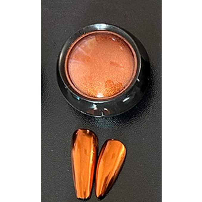 Holographic Mirror Nail Powders Chrome Gold Effect Pure Metallic Dust Sequins UV Gel Copper Nail Chrome Powder for Nails Art Decoration, Copper Chrome Nail Powder