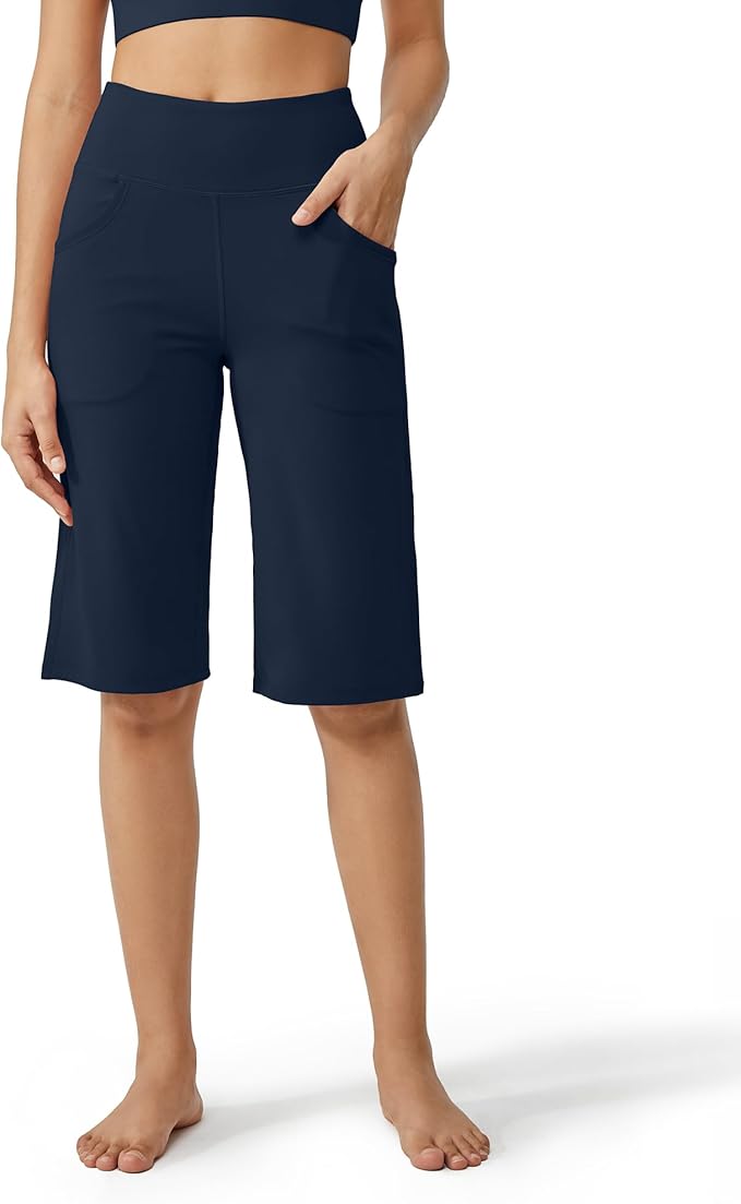 Promover Capri Pants for Women Wide Leg Yoga Cropped Pants with Pockets Loose Casual Summer Pants