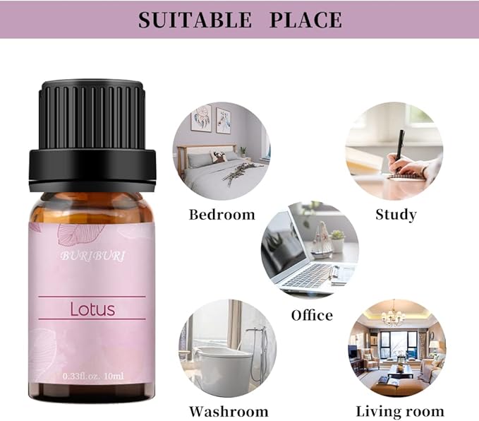 BURIBURI Lotus Essential Oil 100% Pure, Undiluted, Natural, Organic Aromatherapy Lotus Oils 10ML for Diffuser Soap Candle Making Home