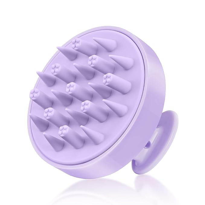 HEETA Hair Scalp Massager Brush, Updated Scalp Exfoliator with Soft Silicone Bristles, Wet & Dry Head Massager Washing Tool for Women, Men, Kids, Lavender Purple
