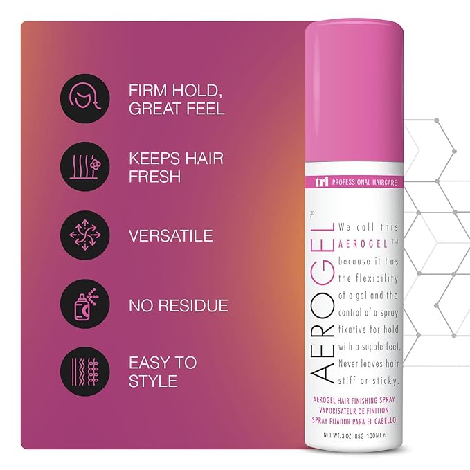 TRIDESIGN Aerogel Hairspray - Strong Hold Hair Finishing Spray for Volumizing & Control, Flexible Styling for All Hair Types, Non-Sticky and Scented - For Women and Men - Travel Size Pack of 2 (3 Oz)