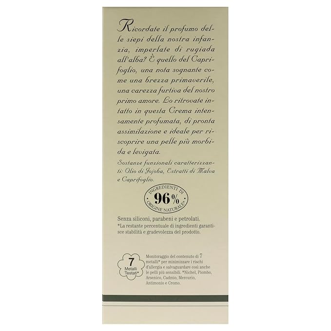 LErbolario Perfumed Body Cream, Honeysuckle, 5.7 oz - Body Lotion - With Extracts of Jojoba Oil - Floral Citrus Scent - Moisturizing - Cruelty-Free