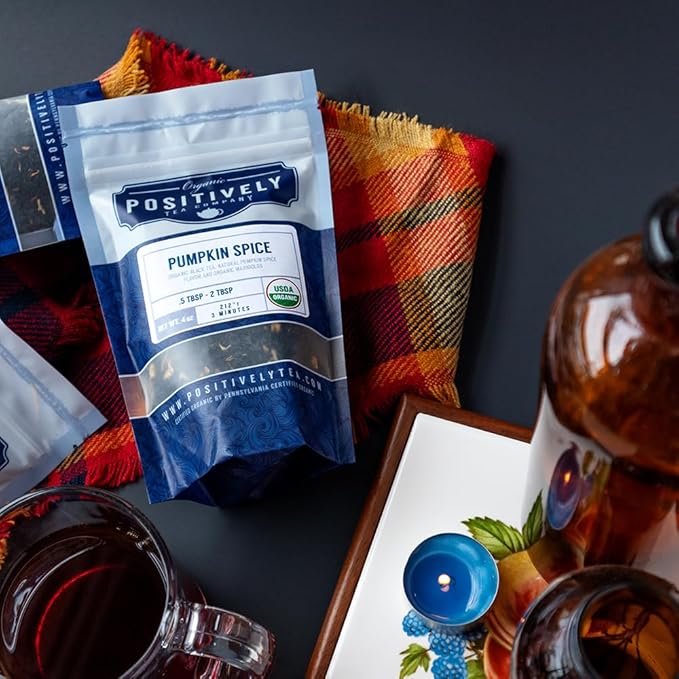 Organic Positively Tea Company, Pumpkin Spice Black Tea, Loose Leaf, 16 Ounce