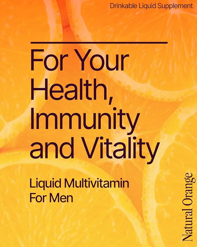 BeMe Be Vitalized Liquid Multivitamin - Daily Liquid Vitamins & Minerals, A, B-Complex, C, D, E, K, Calcium, Zinc, Magnesium, Health & Wellness Supplement Drink (30 Count (Pack of 1), Orange - Men)