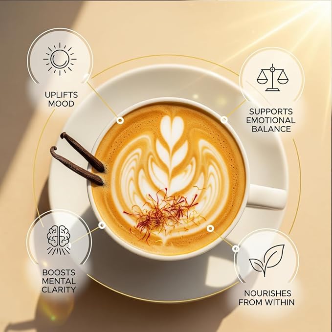 Super Happy – Mood & Emotional Wellness | Clinically Studied Saffron Superfood Latte Powder | Clean, Effective, Made in California