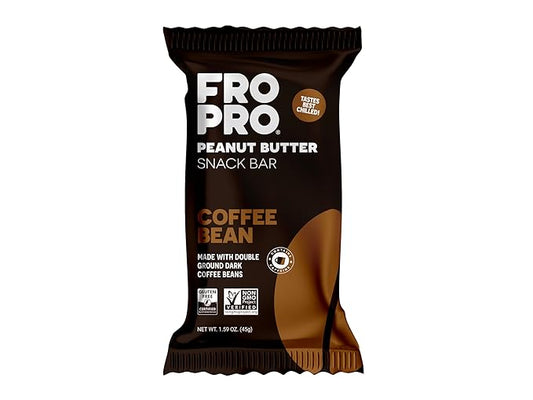 FROPRO Plant Protein Snack Bars - Plant Based Protein Bars, All-Natural, Gluten, Dairy, & Soy Free, High Protein Bars with Low Calories | Coffee, 12 Pack