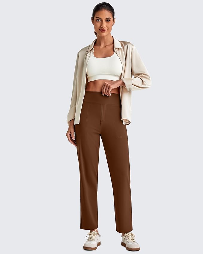 G4Free ShiftReady Womens Ankle Dress Yoga Pants with Pockets Stretchy Business Casual Slacks Work Trousers Travel Pant