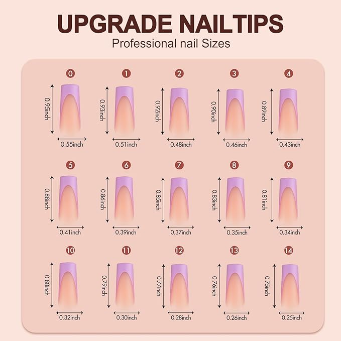 Vansiho French Gel Nail Tips, 150Pcs Long Square Gel Nail Tips, Pre-French Tips Press on Nails, Soak Off Acrylic Fake Nails for Nail Art DIY 15 Sizes