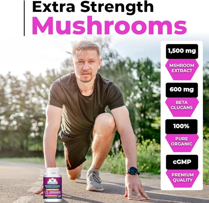 Cancer Sciences Organic Multivitamin for Women - Mushroom Supplement Extract - Hormonal & Immune Support Vitamins - 1,500mg Non-GMO Wellness Mushroom Complex with 40% Beta-Glucans,120 Capsules