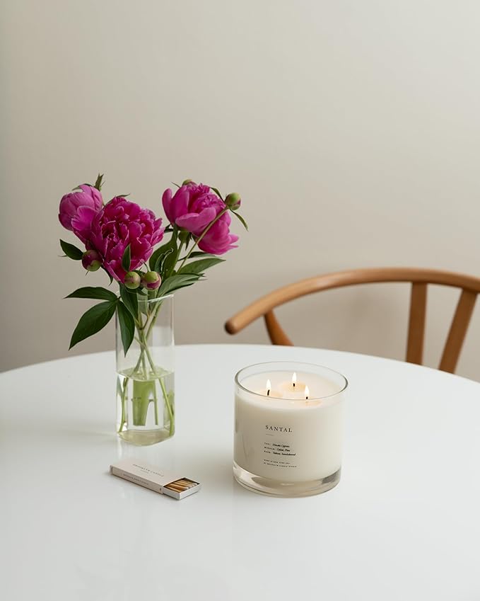 Brooklyn Candle Studio Santal XL 3 Wick Candle - Luxury Scented Candle, Vegan Soy Wax, Hand Poured in The USA, 100 Hour Slow Burn Time - 27oz