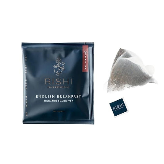 Rishi Tea English Breakfast Tea - Organic Sachet Tea Bags, Energizing & Caffeinated Pure Black Tea, Ideal for Hot or Iced Tea - 50 Count