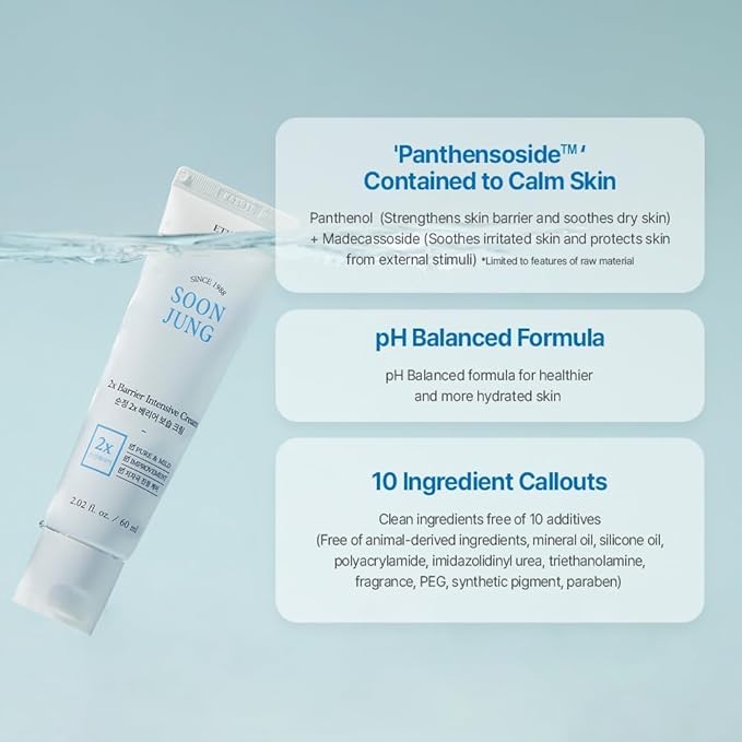 ETUDE SoonJung2x Intensive Cream for Barrier Repair | Rich Moist, Madecassoside & Panthenol for Soothing, Face Moisturizer for Sensitive Skin, pH Balanced, Hypoallergenic, 5.07 Fl Oz (Bigger Size)