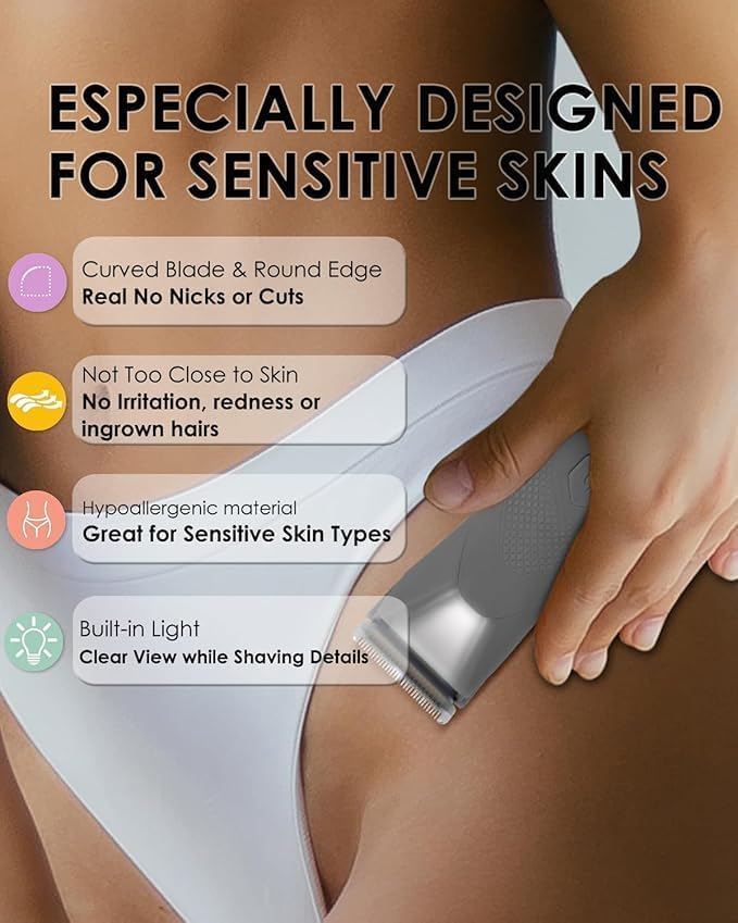 Manscaper for Men, Groin Trimmer for Men and Women, Body Hair Trimmer and Ball Trimmer with Light, Pubic Hair Shaver, Manscape Kit, 7 Precisions, Waterproof Wet / Dry Grooming, 240 Minutes Shaving