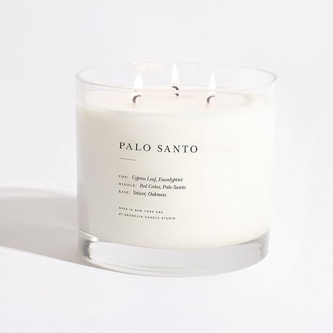 Brooklyn Candle Studio Palo Santo XL 3 Wick Candle - Luxury Scented Candle, Vegan Soy Wax, Hand Poured in The USA, 100 Hour Slow Burn Time - 27oz