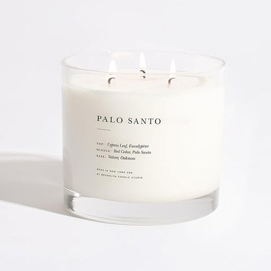 Brooklyn Candle Studio Palo Santo XL 3 Wick Candle - Luxury Scented Candle, Vegan Soy Wax, Hand Poured in The USA, 100 Hour Slow Burn Time - 27oz