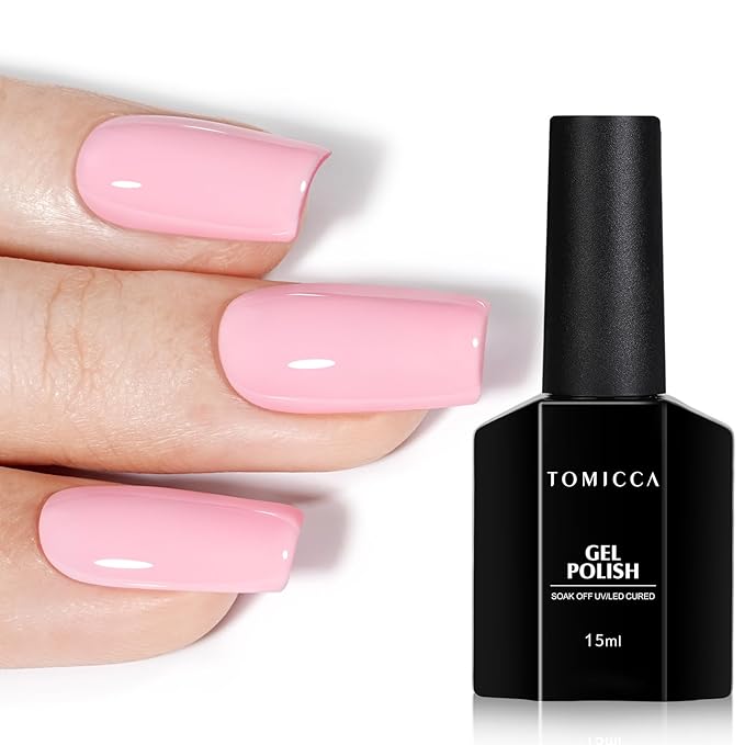 TOMICCA Baby Pink Gel Nail Polish, Light Pink UV Polish, Soak Off Cotton Candy Nail Art Pastel Manicure Salon DIY for Spring Summer