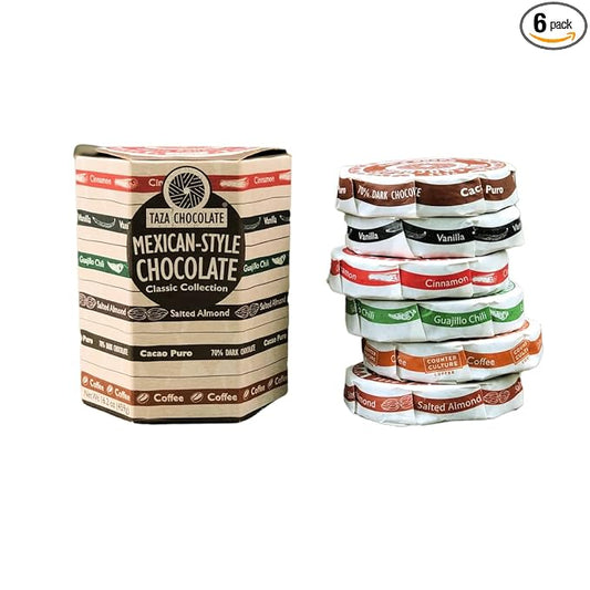 Taza Chocolate Organic Mexicano Disc Stone Ground, Classic Collection Variety Pack, 2.7 Ounce (6 Count)