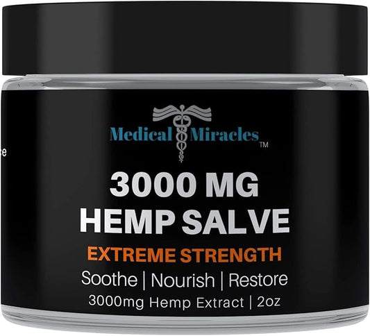 Medical Miracles Hemp 3000 Mg Extreme Strength Hemp Salve : Ideal for HIPS, Joints, Neck, Back, Elbows, Fingers, Hands, and Knees Made in USA