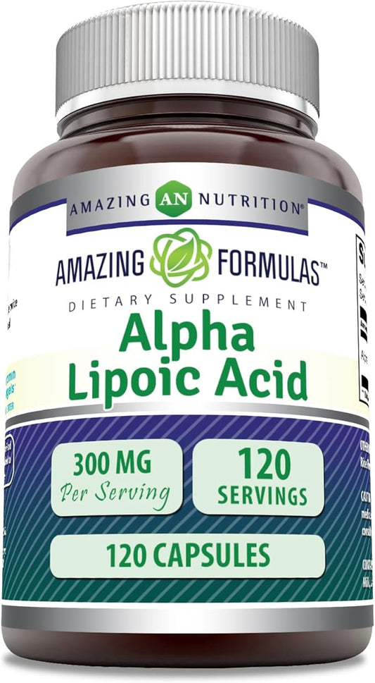 Amazing Formulas Alpha Lipoic Acid 300 Mg Capsules Supplement | Non-GMO | Gluten Free | Made in USA (120)