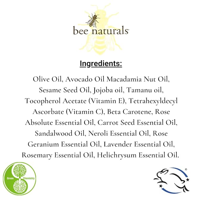 Bee Naturals Queen Bee Facial Serum-Antioxidant-Rich with Organic Tamanu Oil, Beta Carotene & Rose Absolute, Anti-Aging & Hydrating for Dry, Damaged Skin-Vitamin C & E, Pure Essential Oils, 1 fl oz