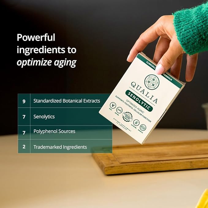 Qualia Life Sciences Qualia Senolytic Ultimate Formula for Enhanced Cell Repair&Rejuvenation 2-Day Aging&Longevity Support Regimen w. Fisetin,Quercetin, Piperlongumine,Senactiv,Curcumin(Pack of 4)