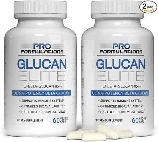 Pro Formulations MD Glucan Elite – 85 Beta 1,3D Glucan 500mg – 60 vcaps – 85 Minimum Active 1,3 Linkage Ultra-Potency – Highest Bioavailability with BGF-Immune - 2 Pack