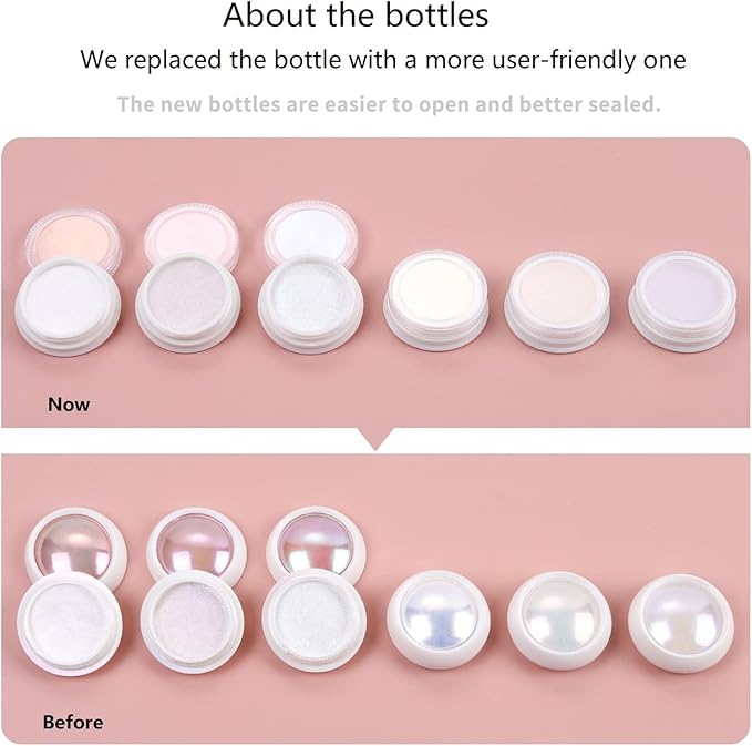 Artdone 6pcs Chrome Nail Powder White Pearl Unicorn Mermaid Aurora Nail Powder,Iridescent Chameleon Effect Nail Color Metallic Mirror Chrome Powder Kit for Nail Art Gel Polish kit