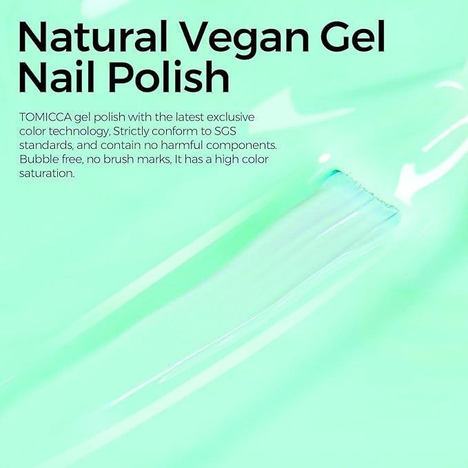 TOMICCA Green Gel Polish, Bright Green Nail Polish Gel, Soak Off UV LED Macaron Gel Polish Fast Dry, Spring Summer French Pastel Nail Art Manicure Salon DIY