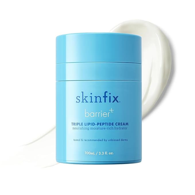 Skinfix Triple Lipid-Peptide Cream - 3.3 oz - Rich Face Moisturizer with Hyaluronic Acid - Hydrates & Restores Dry, Sensitive Skin - Non-Comedogenic, Fragrance Free, Vegan, Cruelty Free