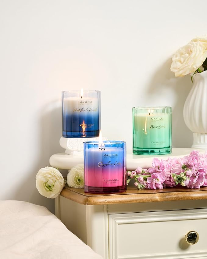 M&SENSE Mint Scented Candle - 10.6oz Natural Soy Wax 60-Hour Long Lasting Burn Time Non Toxic Relaxing Candle for Summer, Yoga, Spa & Stress Relief for Family Friends